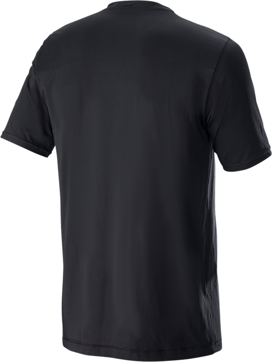 Black ALPINESTARS Ageless V3 Tech T-Shirt in XL, featuring a sleek design and athletic fit, displayed on a plain background.