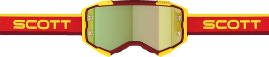 Bill's Exhausts SCOTT Fury Goggle in Retro Red and Yellow, vibrant engine goggles with bold color design.
