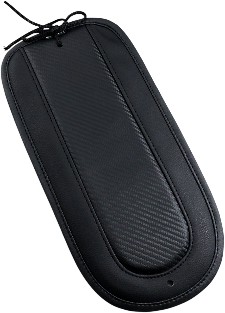 Bill's Exhausts Saddlemens Fender Chap matching Dominator Solo Seat T8129-18-D for motorcycle seats, black leather with detailed stitching