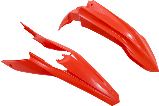 Acerbis OEM Red full replacement body kit for motorcycles, featuring sleek red panels and components on a white background.