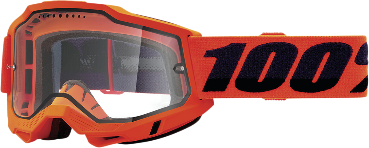 100% Accuri 2 Enduro MTB Goggles - Neon Orange - Clear 50016-00004 - Howling Moto
