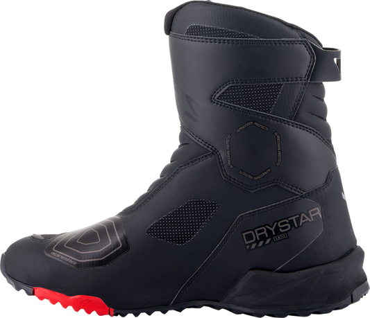 Alpinestars Stella RT-7 Drystar boots in black, US 3.5, showing ankle support and rugged sole for motorcycle riding.