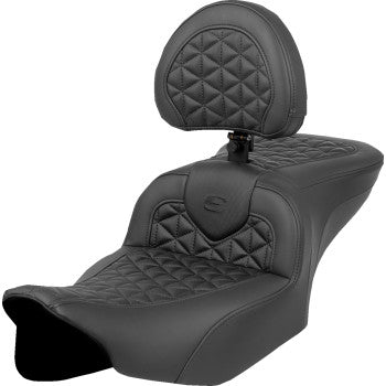 SADDLEMEN RoadSofa™ Tri Gripper Seat - Standard Reach - w/ Backrest - FLH/FLT '23-'24 823-07-210B0 - Howling Moto