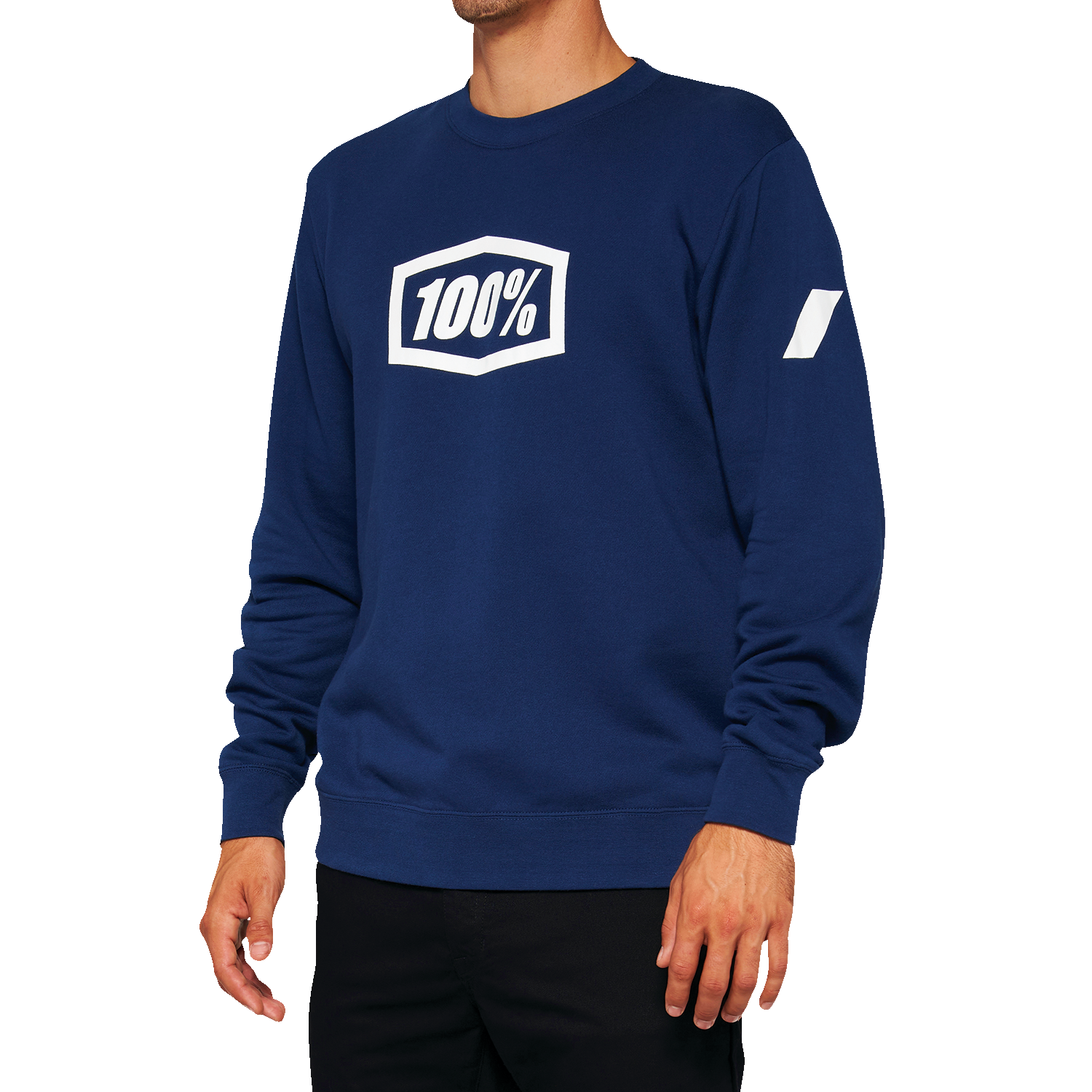 100% Icon Long-Sleeve Fleece Sweatshirt - Navy - Small 20026-00015 - Howling Moto