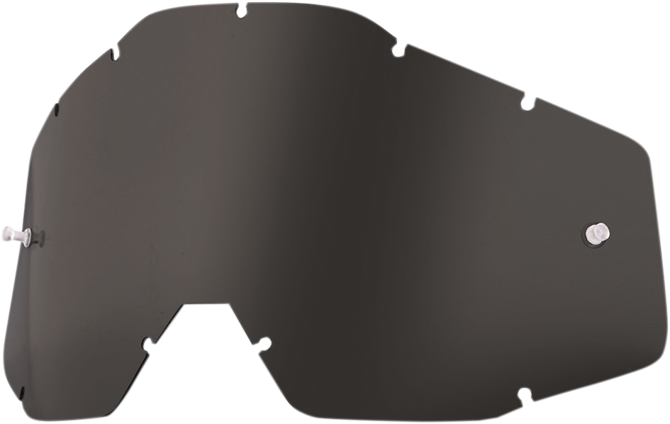 Dark smoke lens for Accuri, Strata, and Racecraft helmets by Bill's Exhausts, shown in a close-up view.