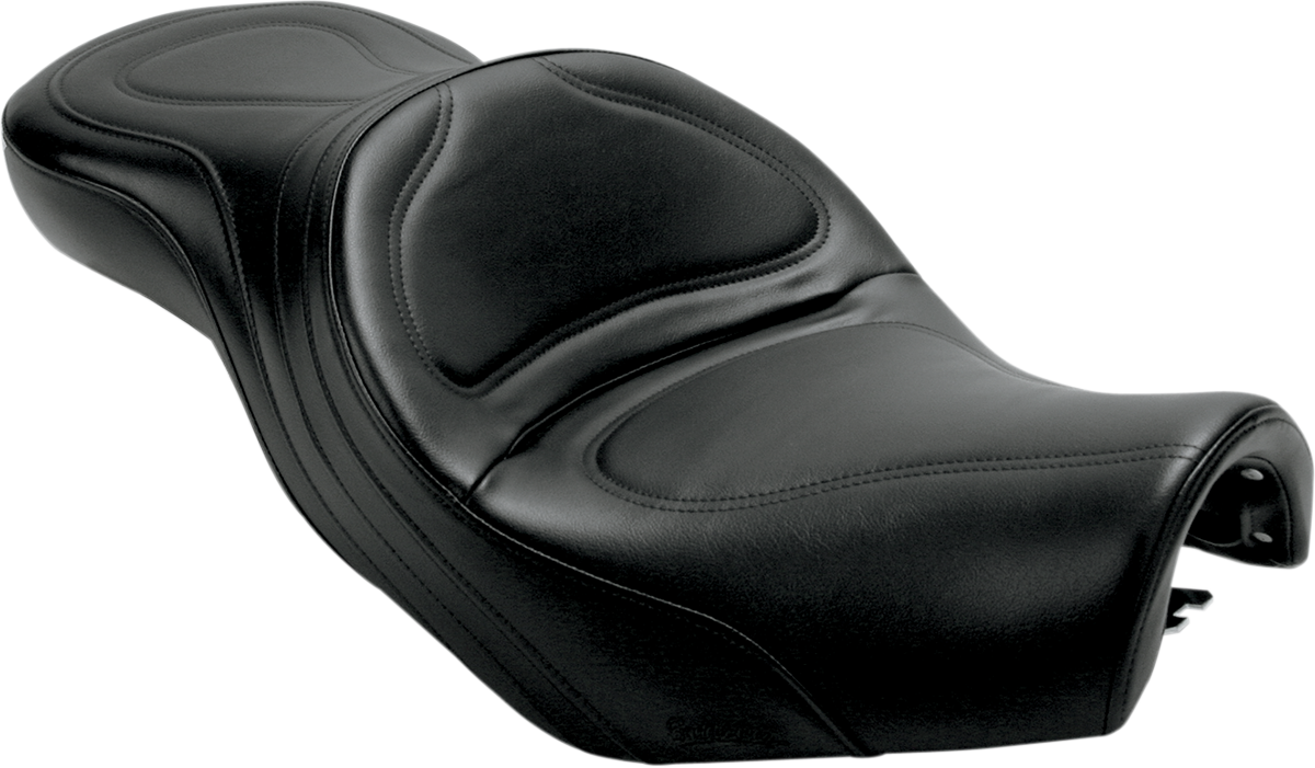 Black SADDLEMEN Explorer motorcycle seat without backrest, stitched design, compatible with VT1100 H3950JS model, by Bill's Exhausts.