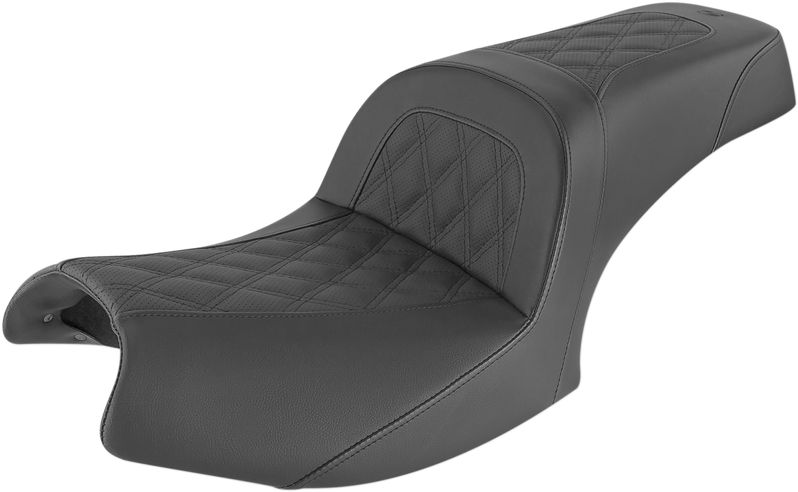 Indian I20-06-162 Saddlemens Slim Lattice Stitched Seat, motorcycle seat with detailed stitching and sleek design, by Bill's Exhausts