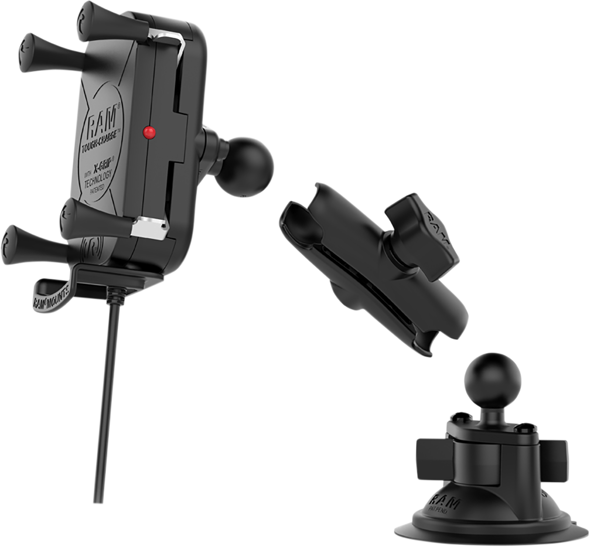 Bill's Exhausts RAM MOUNTS Tough-Charge wireless waterproof device holder with suction cup mount for engine use.