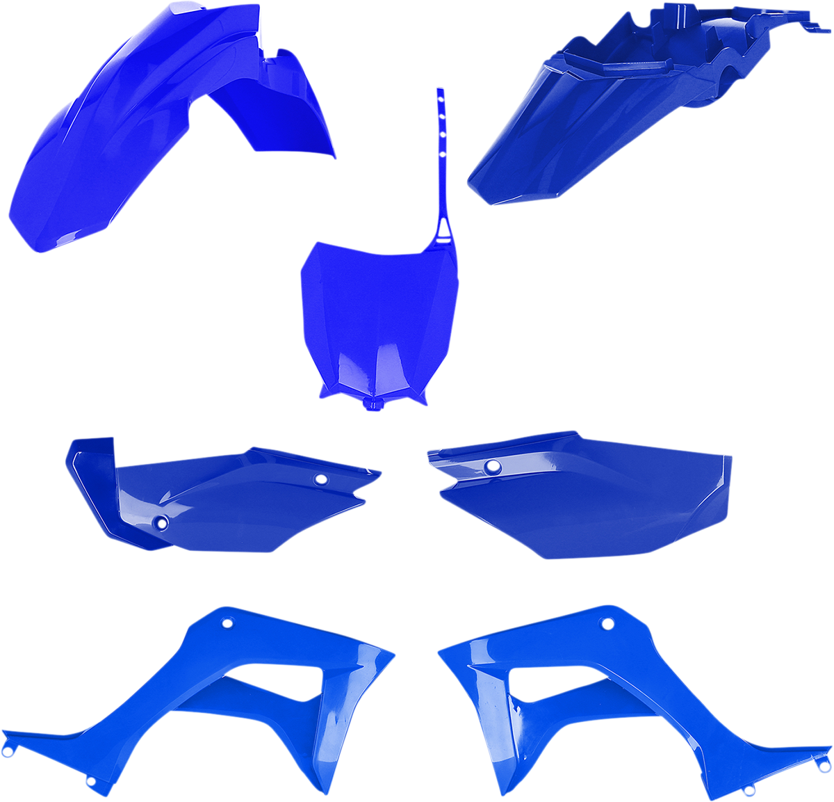 Acerbis full replacement body kit in blue for motorcycles, showcasing the sleek, aerodynamic design and vibrant blue color.