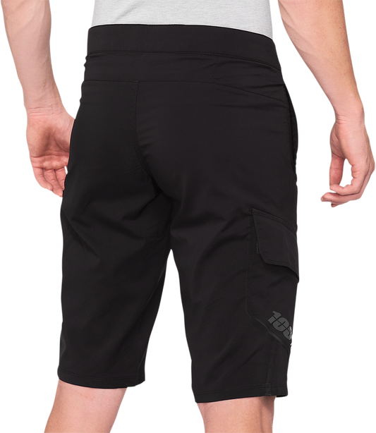 Bill's Exhausts Ridecamp Shorts in black, US 34 size, featuring durable fabric and a comfortable fit for outdoor activities.