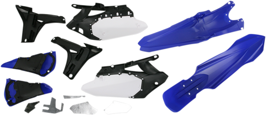 A blue, black, and white Acerbis standard body kit for Yamaha YZ450F 2010-2013 motorcycle, featuring the OE design.