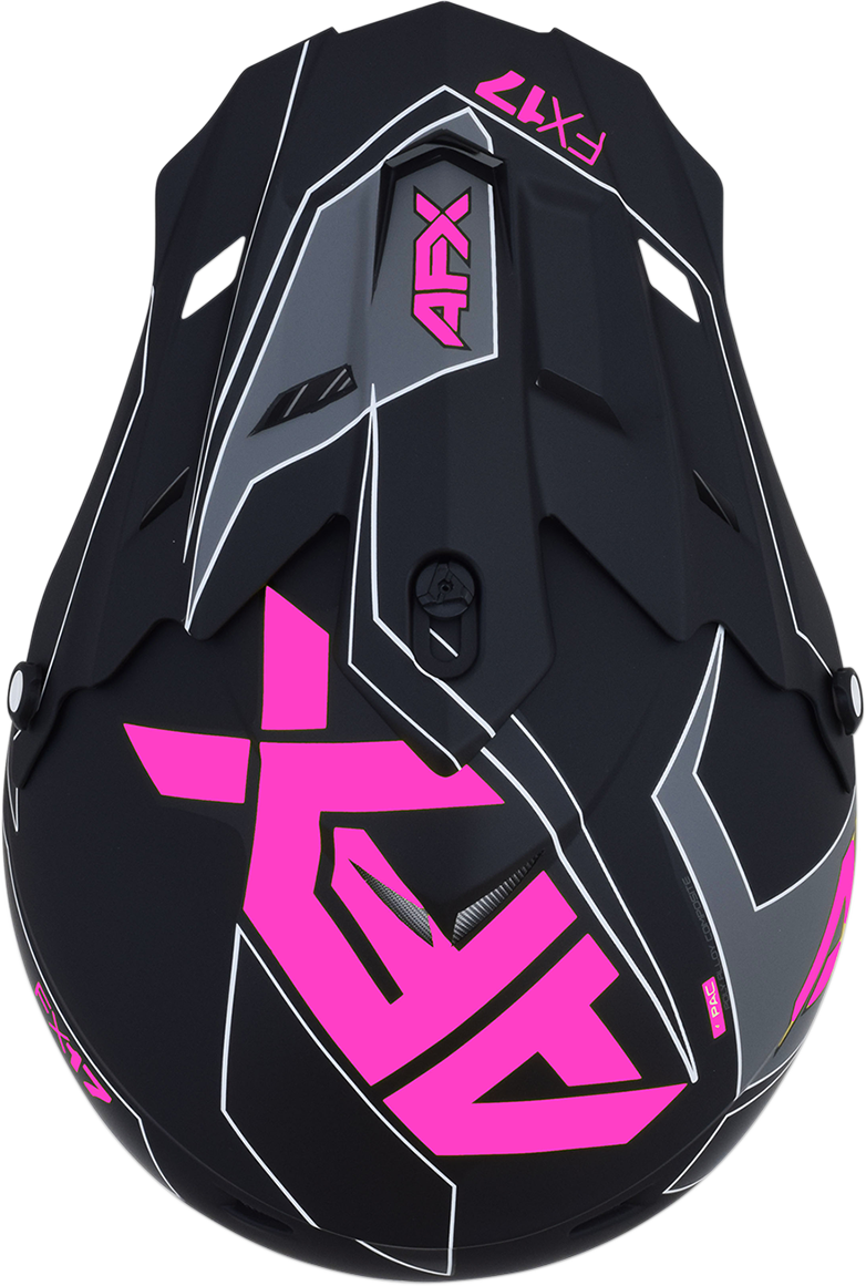 Bill's Exhausts AFX FX-17 helmet in matte black and pink, XL size, featuring a sleek motorcycle helmet design.