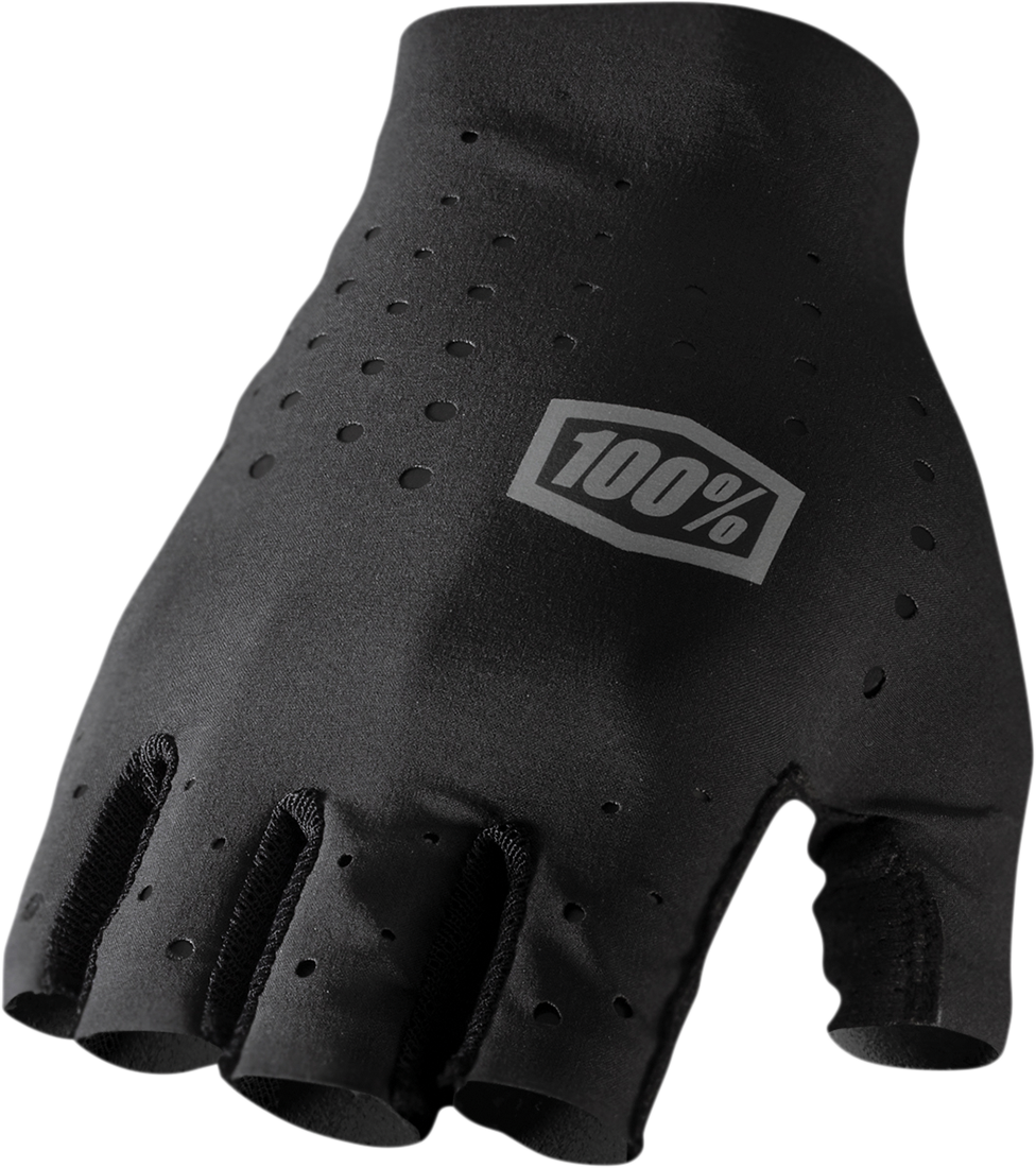 Black 2XL Bill's Exhausts 100% Sling Short Finger Gloves shown with fingerless design and adjustable wrist strap.