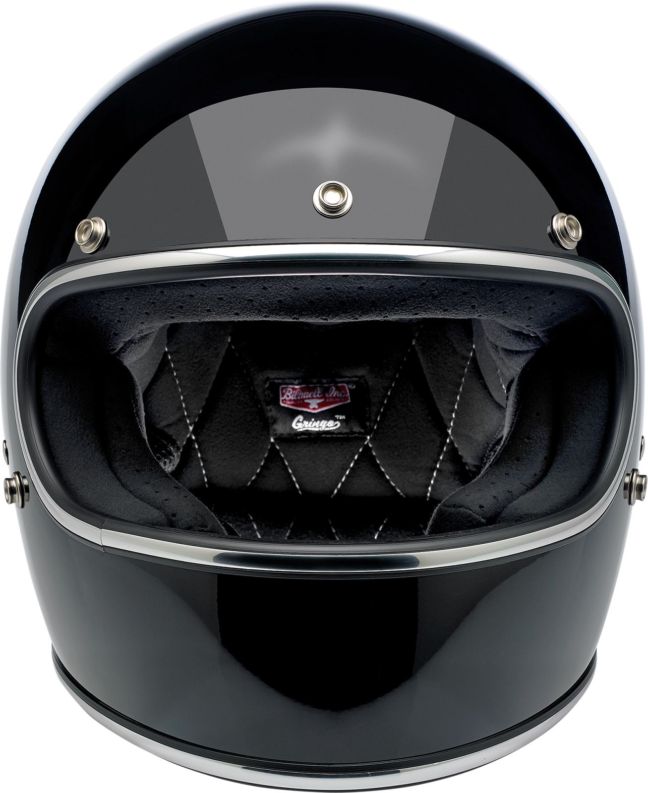 Gloss black BILTWELL Gringo helmet in 2XL size, featuring a smooth rounded shell and clear visor, displayed on a plain background.