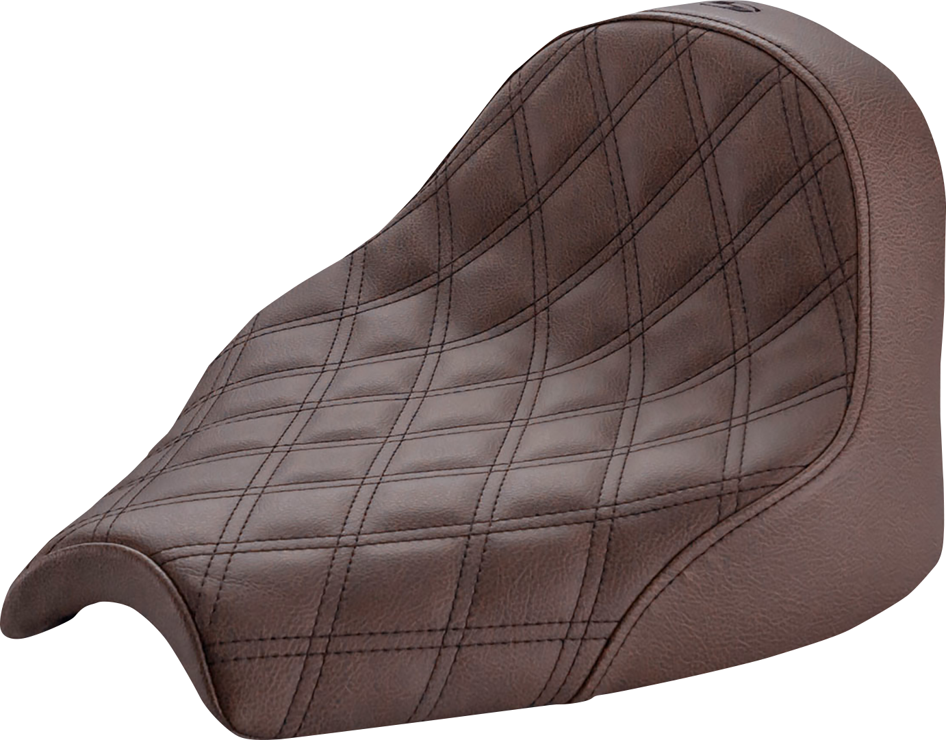 Brown SADDLEMEN Renegade Solo Seat with lattice stitching, designed for motorcycle comfort and style.