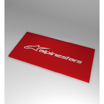 Alpinestars branded rug measuring 72x36 inches with bold logo and design, suitable for automotive or motorcycle enthusiasts.