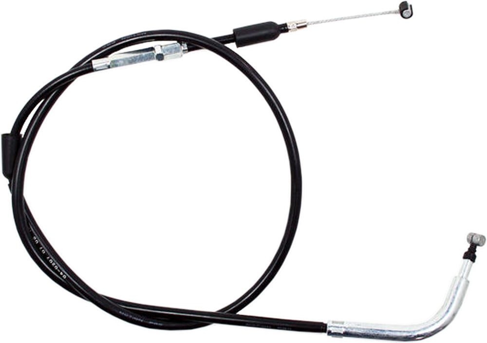 Motion Pro black vinyl clutch cable with long housing and longitudinal winding, designed for motorcycle clutch systems.