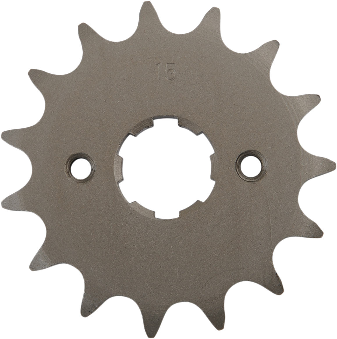 Parts Unlimited 15-tooth countershaft sprocket for Honda motorcycles, showing the metal sprocket with teeth and mounting hole.