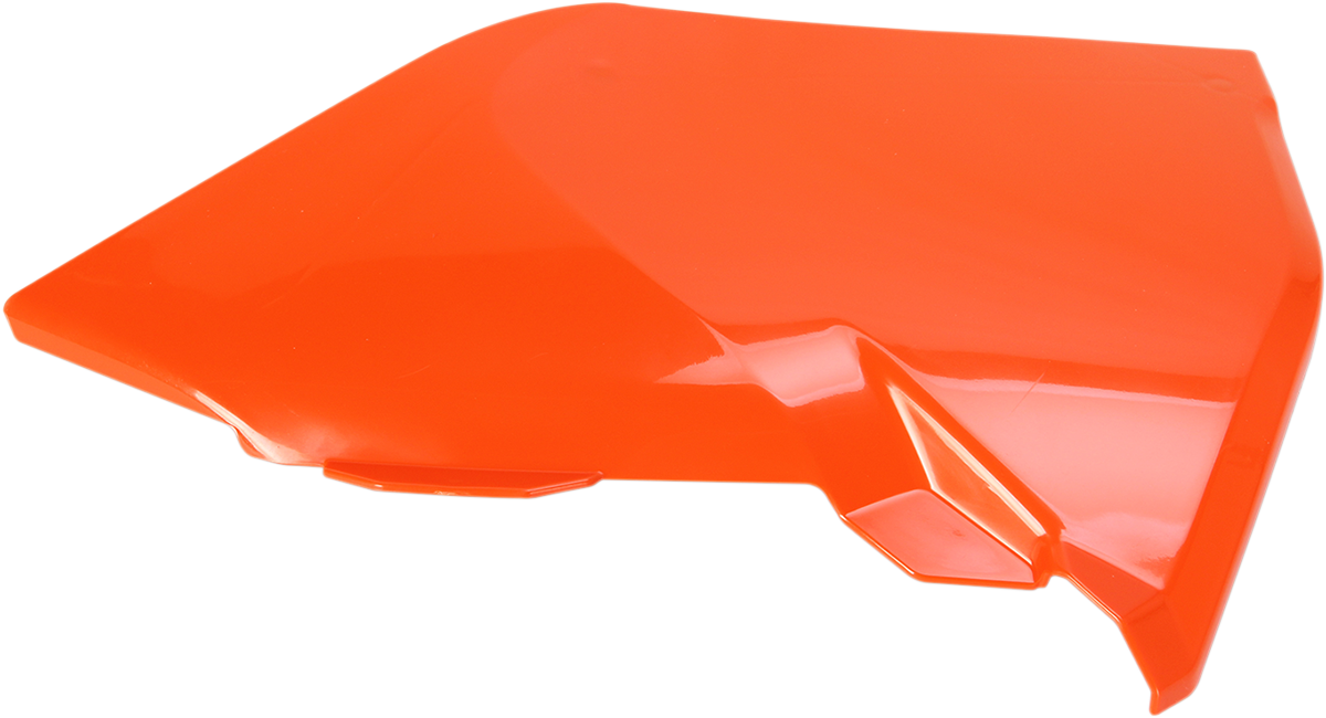 Orange Acerbis Airbox Cover for motorcycle body, featuring bold color and durable design, by Bill's Exhausts.