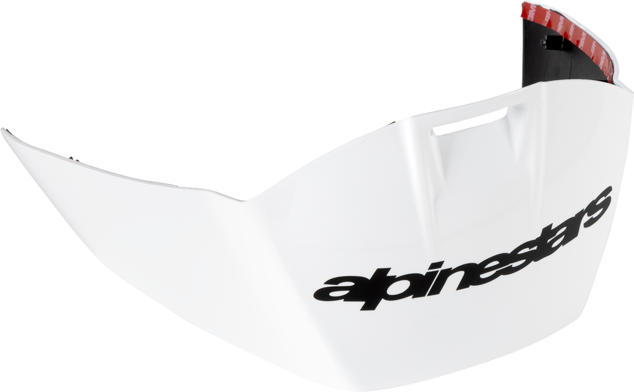 Alpinestars Supertech R10 race helmet spoiler in solid gloss white, attached to the top of the helmet for aerodynamic performance.