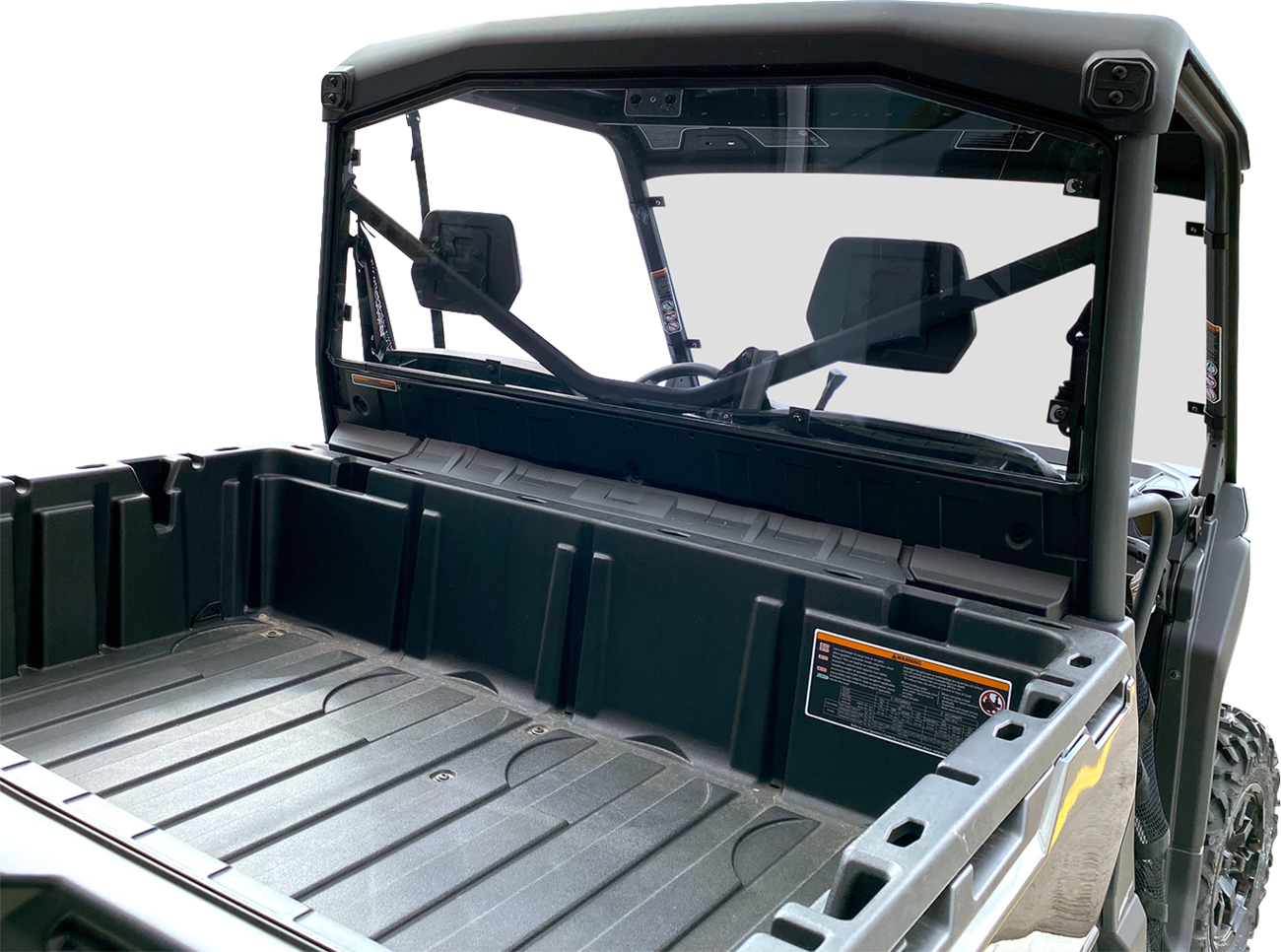 MOOSE OFFROAD back panel for Can-Am Defender, clear polycarbonate barrier, durable off-road vehicle accessory.