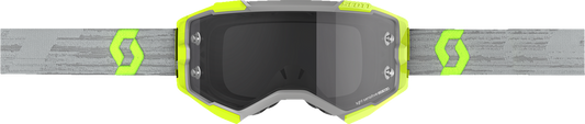 Scott Fury Light Sensitive Goggles in gray and yellow, designed for engine work, with adjustable strap and protective lens.