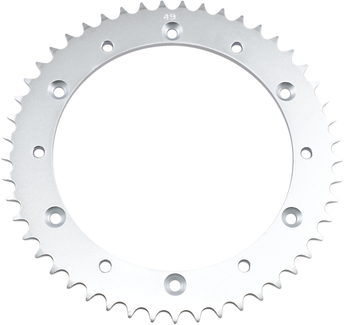 Parts Unlimited rear sprocket for Honda, 49-tooth metal gear with evenly spaced teeth and part number 41201-430-810.