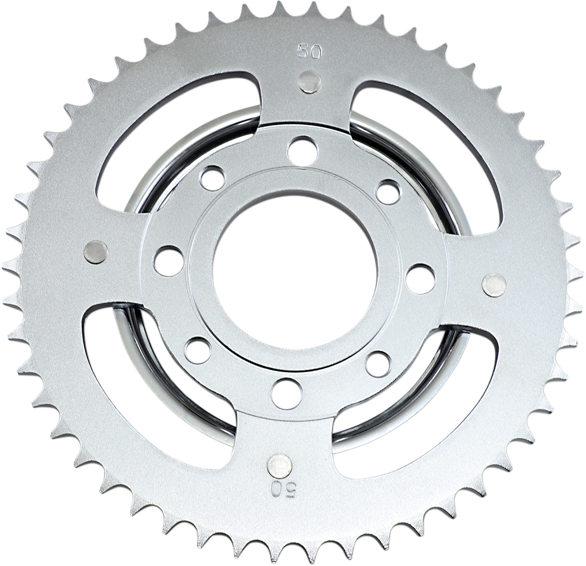 Parts Unlimited 50-tooth rear sprocket for Honda motorcycles, showing the metal sprocket with teeth and mounting holes.