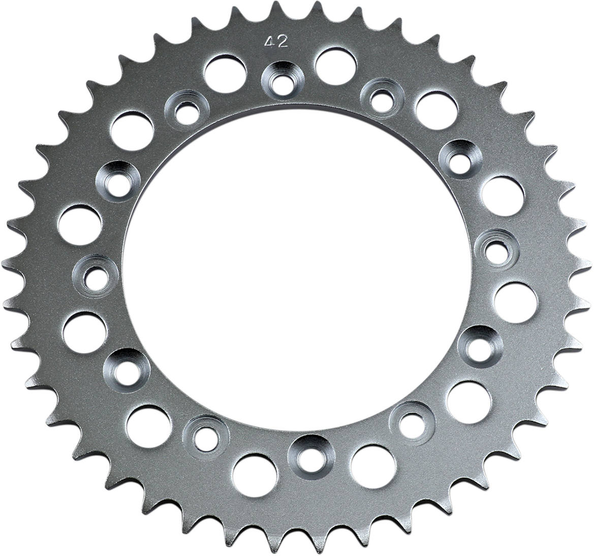 Parts Unlimited rear sprocket with 42 teeth for Honda and Yamaha motorcycles, featuring durable metal construction.