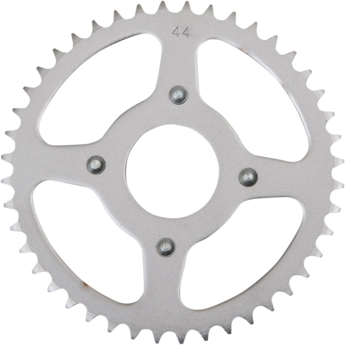 Parts Unlimited 44-tooth rear sprocket for Honda motorcycles, showing the metal sprocket with teeth and mounting hole details.