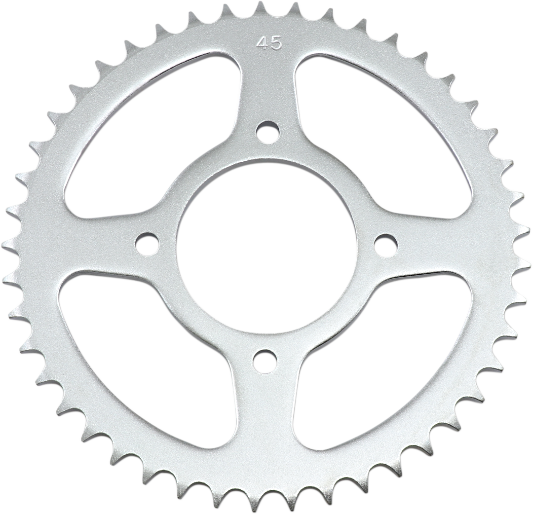 PARTS UNLIMITED 45-tooth rear sprocket for Honda, showing the metal sprocket with teeth and mounting hole details.