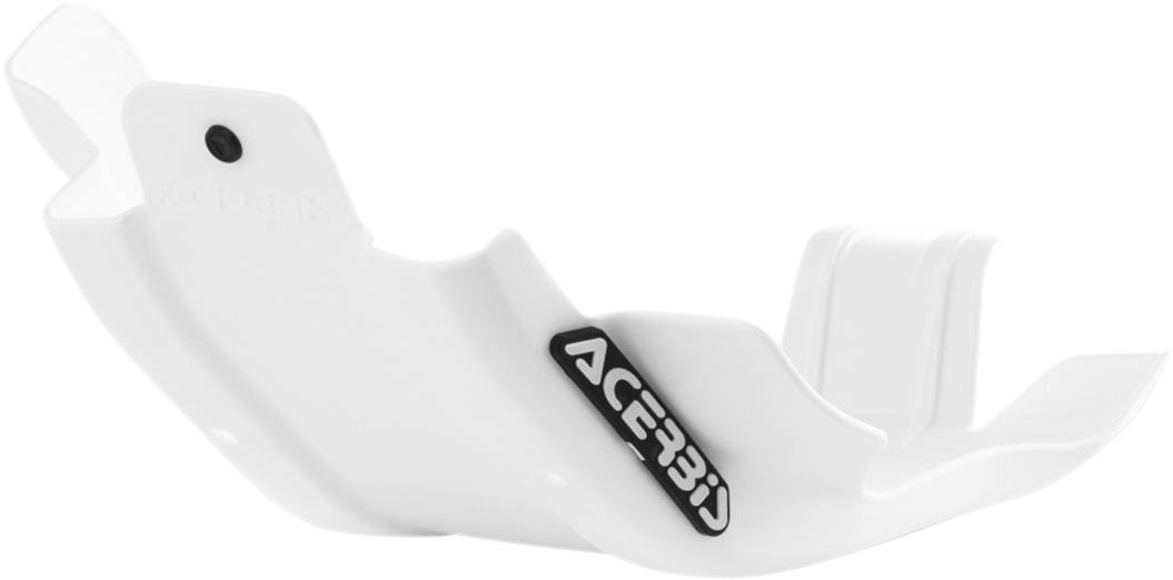 White ACERBIS skid plate for Husqvarna and KTM motorcycles, durable body protection part.