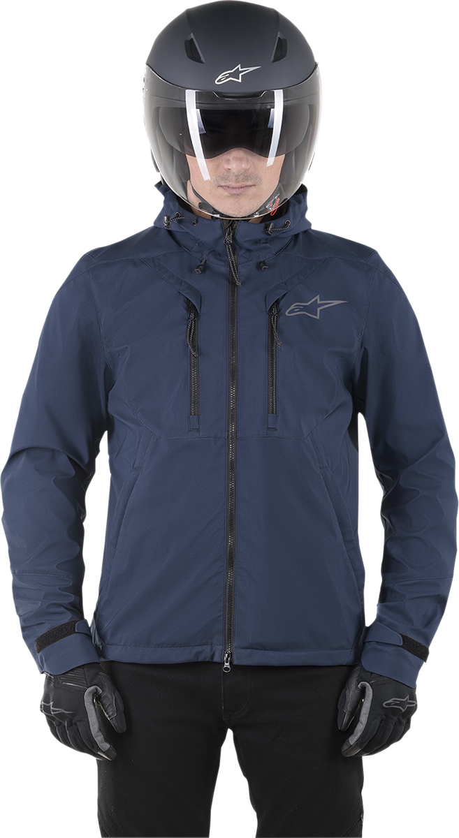 Navy Alpinestars Domino Tech Jacket in 2XL, featuring sleek design and technical fabric, displayed on a plain background.