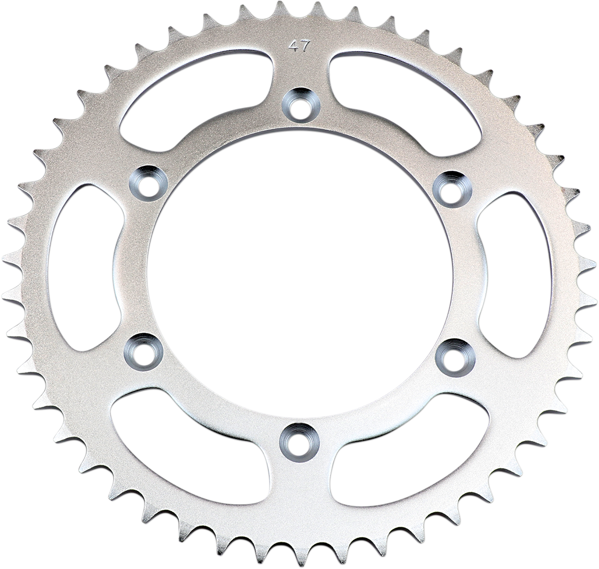 Parts Unlimited rear sprocket with 47 teeth for Suzuki and Kawasaki motorcycles, made of durable metal, shown in the image.