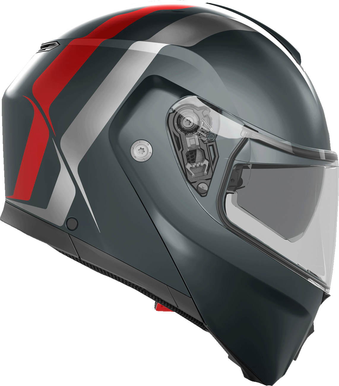 AGV Streetmodular Helmet Resia 2XL Matte Gray, Silver & Red with Pinlock® 70 MaxVision™ Visor