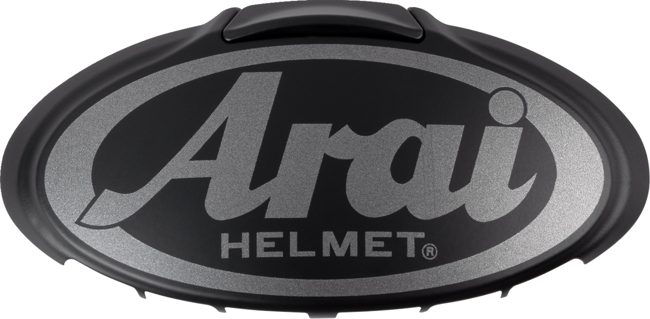 Black and light gray Arai Helmets 3D Arai Logo Duct for Contour-X helmets, part 102104, with detailed logo design and ventilation features.