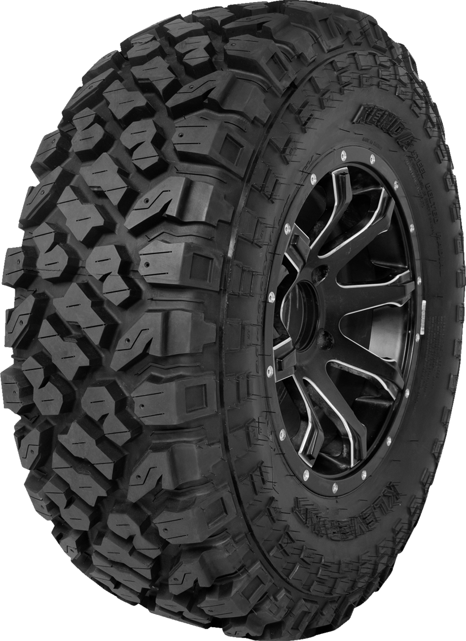 Kenda Klever X/T front UTV tire 27x9R14 with 8-ply construction, rugged tread pattern for off-road performance.