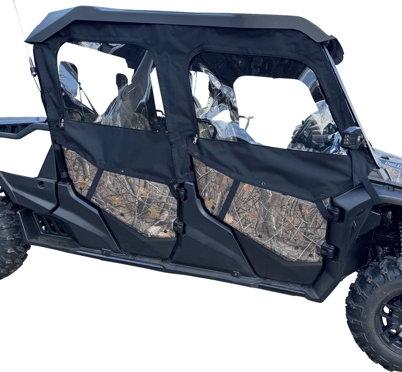 Moose Offroad Honda Pioneer 2023-2024 side enclosures, durable black fabric with reinforced seams, mounted on side panels.