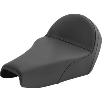 Bill's Exhausts SADDLEMEN Solo Seat Plain XL for Harley Davidson '04-'22, showing smooth black leather with minimalist design