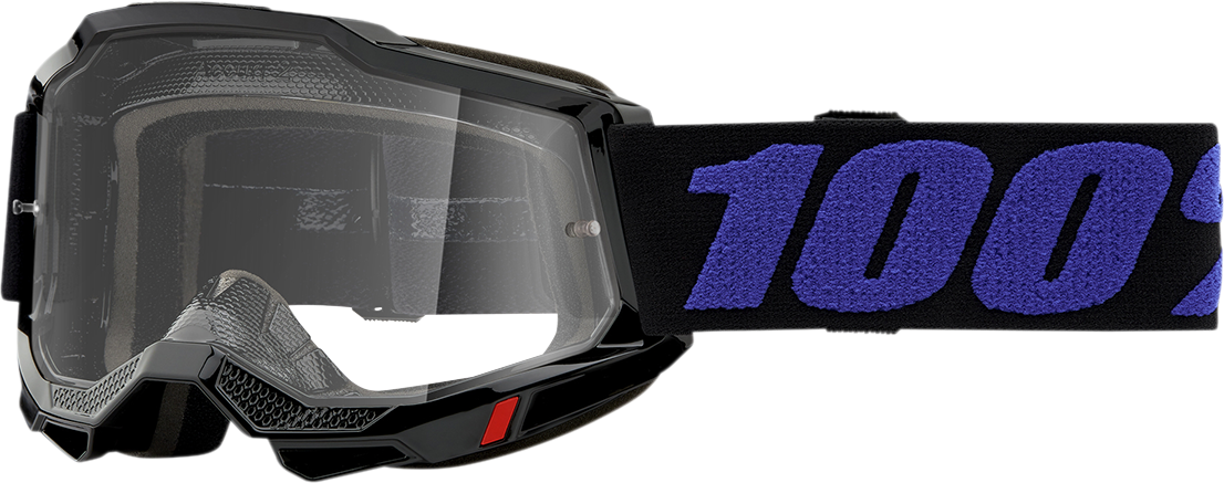 Bill's Exhausts 100% Accuri 2 Moore goggles with clear lenses, designed for eye protection and outdoor activities.