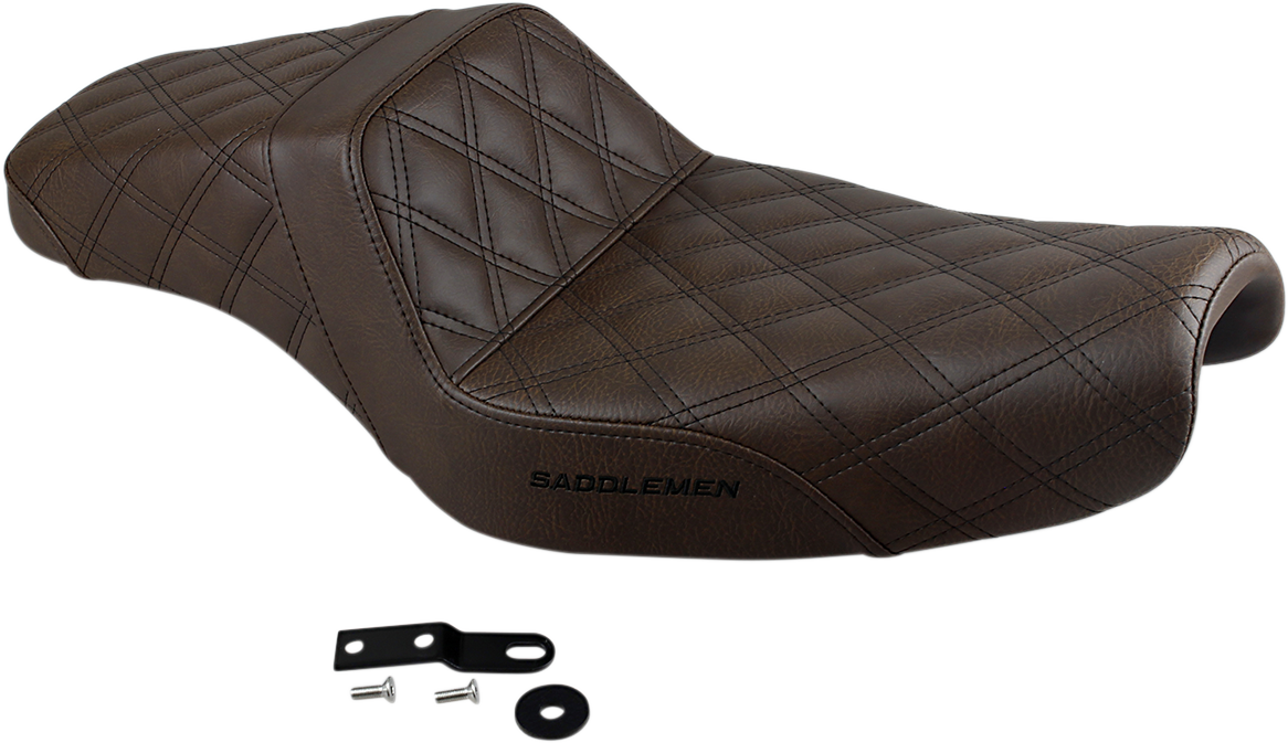 SADDLEMEN Step-Up Seat - Full Lattice Stitch - Brown - XL 807-11-175BR - Howling Moto
