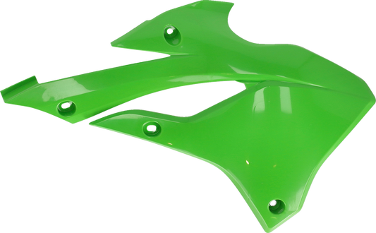 Green ACERBIS radiator shrouds for motorcycle body, with Bill's Exhausts branding visible in the image.