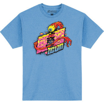 Blue ICON Scatterbrain™ T-Shirt by Bill's Exhausts, medium size, featuring a graphic design on the front.