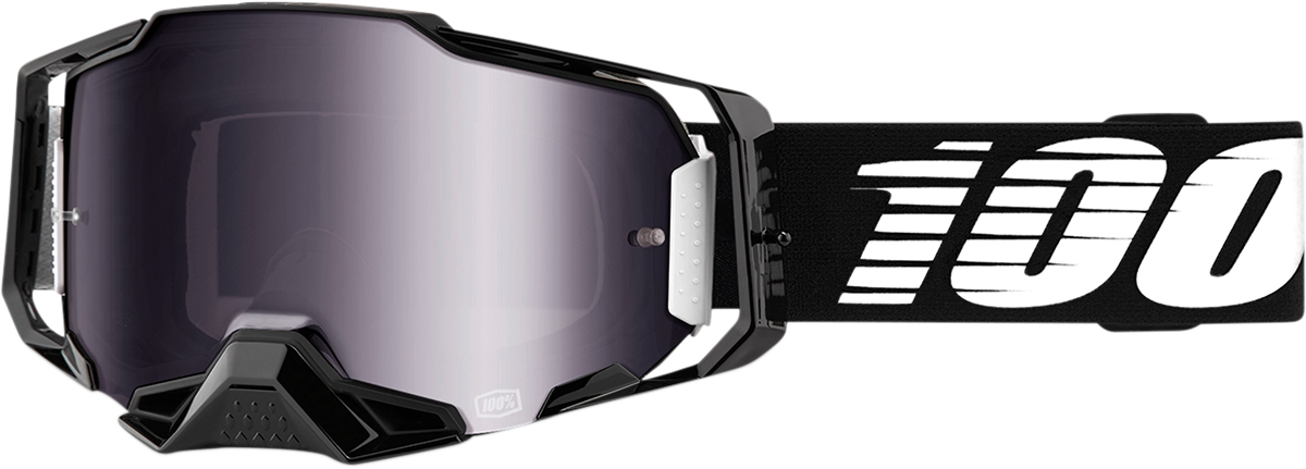 100% Armega Goggles - Black - Silver Flash Mirror 50005-00001 - Howling Moto