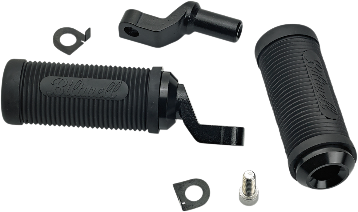 Black BILTWELL Norman Step Foot Pegs for Softail motorcycles, featuring durable body design for comfortable riding.