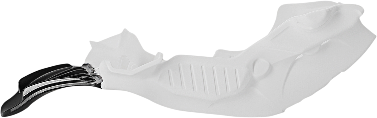 ACERBIS skid plate in white and black for Gas Gas, Husqvarna, and KTM motorcycles, designed to protect the bike's body.