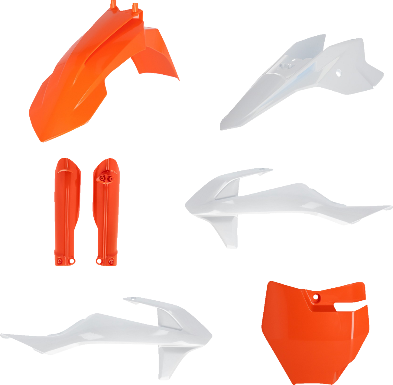 Acerbis full replacement body kit for OEM '23 motorcycle, showing the sleek, contoured body panels in a natural black finish.