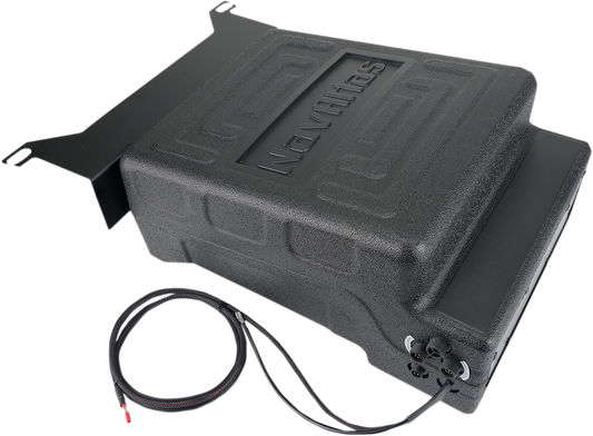 Engine image featuring the NAVATLAS Amplified Subwoofer NX310WA by Bill's Exhausts, showcasing the compact, powerful audio component.
