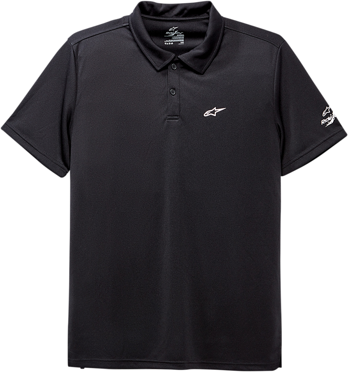 Alpinestars Scenario Performance Polo Shirt in black, medium size, showcasing the stylish, protective sportswear design.