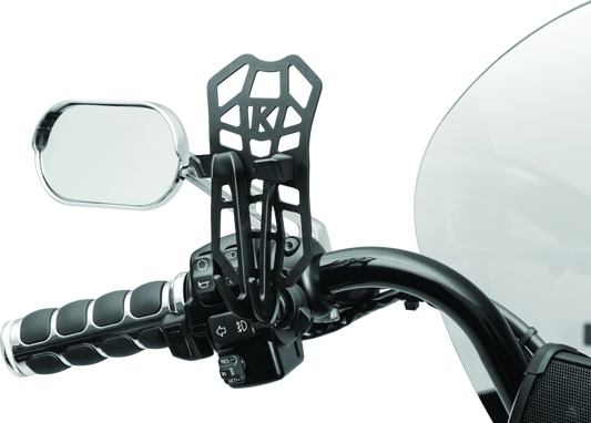 Kuryakyn Free-Flex Device Holder with Perch Screw Mount in black, motorcycle handlebar mount for smartphones or GPS devices.